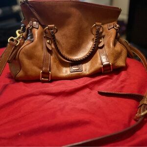 Dooney & Bourke Natural Leather Shoulder Bag with Gold Hardware